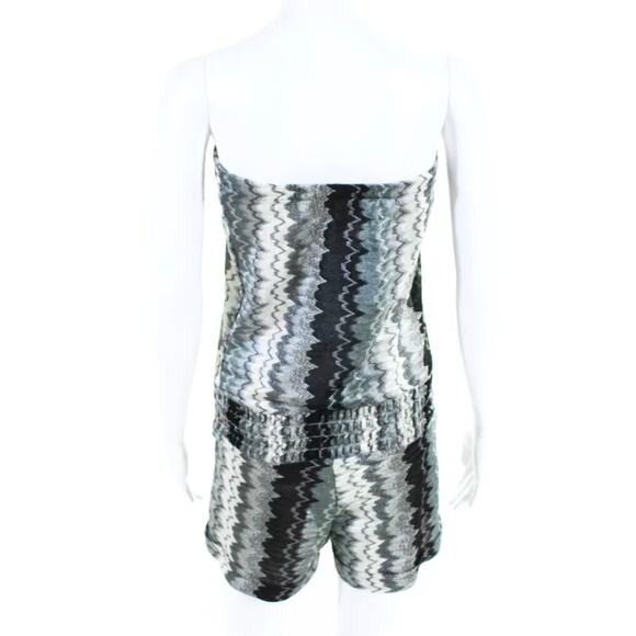 Karina Grimaldi Chevron Zig Zag Pull On Romper S Black Gray - Picture 4 of 6